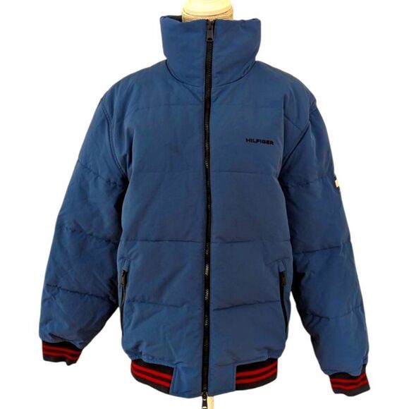 Tommy Hilfiger Men's M Colbalt Blue Primaloft Puffer Jacket Zip Up Waterproof - Picture 2 of 10
